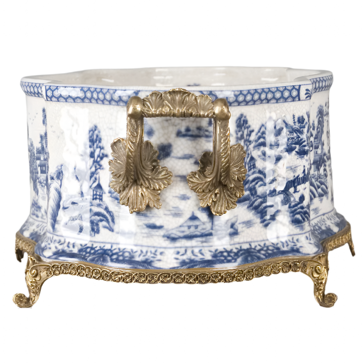 Ormolu Large Village Scene Planter