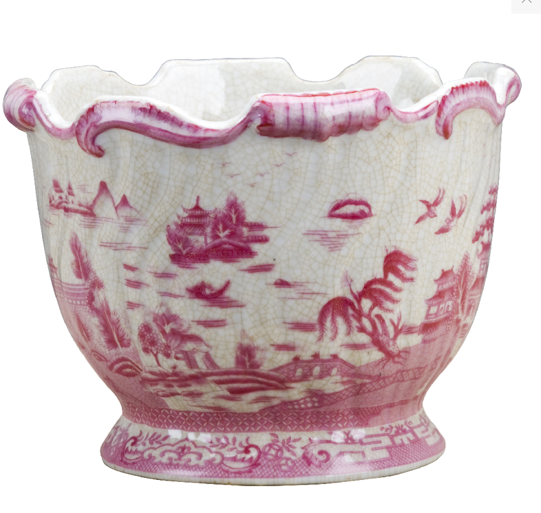 Pink and White Willow Planter