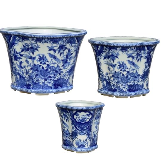 Set of Three Porcelain Planters