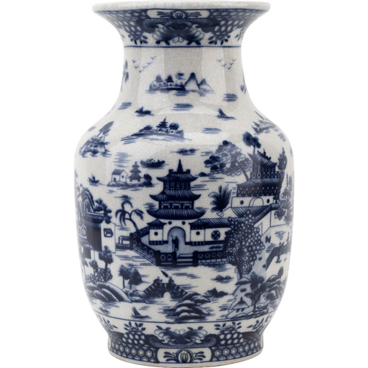 Village Scene Willow Vase