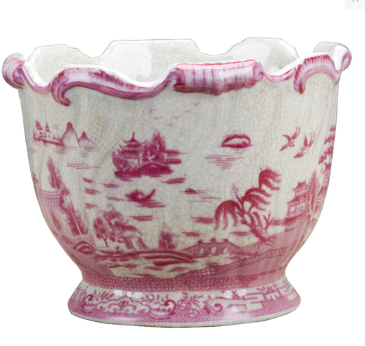 Pink and White Willow Planter