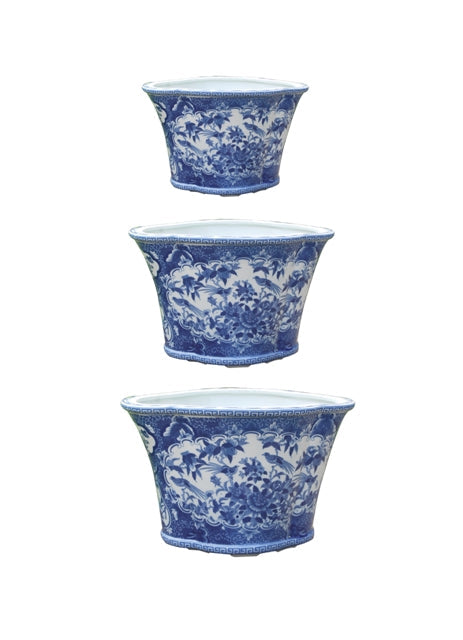 Set of Three Porcelain Planters